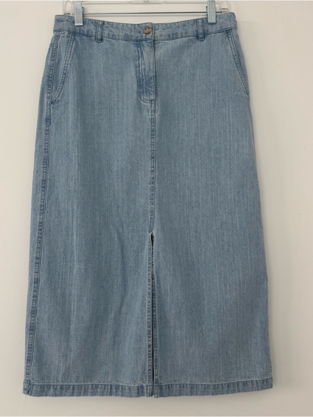 Belle Vere Light Wash Denim Midi Skirt Slit Western Cowgirl 90s retro Women’s 6